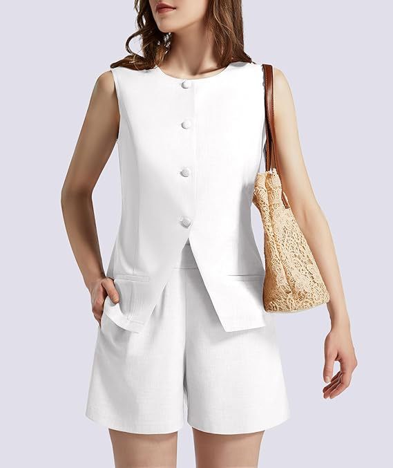 Damen Zweiteiliger Anzug mit ärmellosem Blazer und Shorts Heidi-Mode