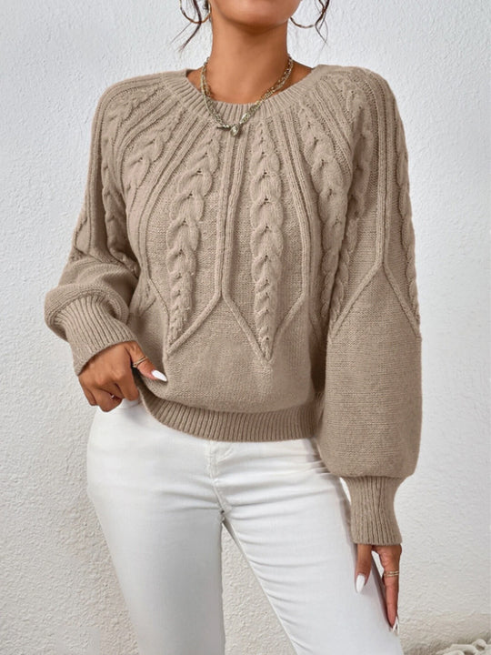 Damen Strickpullover mit Zopfmuster und weitem Schnitt Heidi-Mode