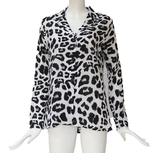 Damen Elegant bedruckte Bluse mit klassischem Kragen und langen Ärmeln Heidi-Mode