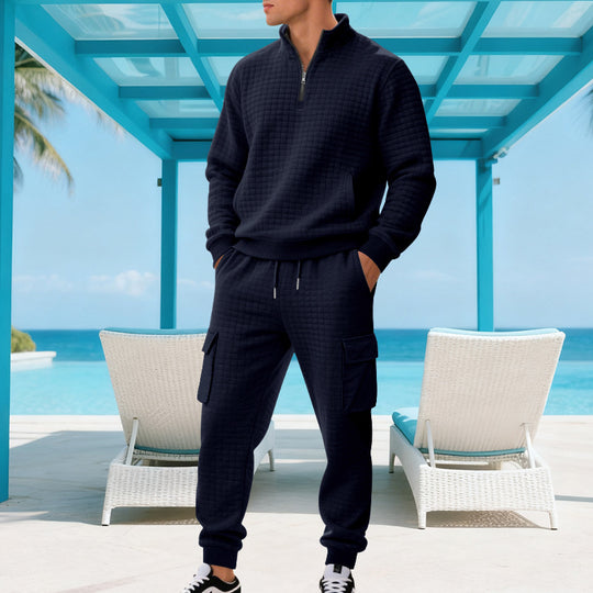 Herren Sweatshirt und Jogginghose Set mit Reißverschluss und praktischen Taschen Heidi-Mode