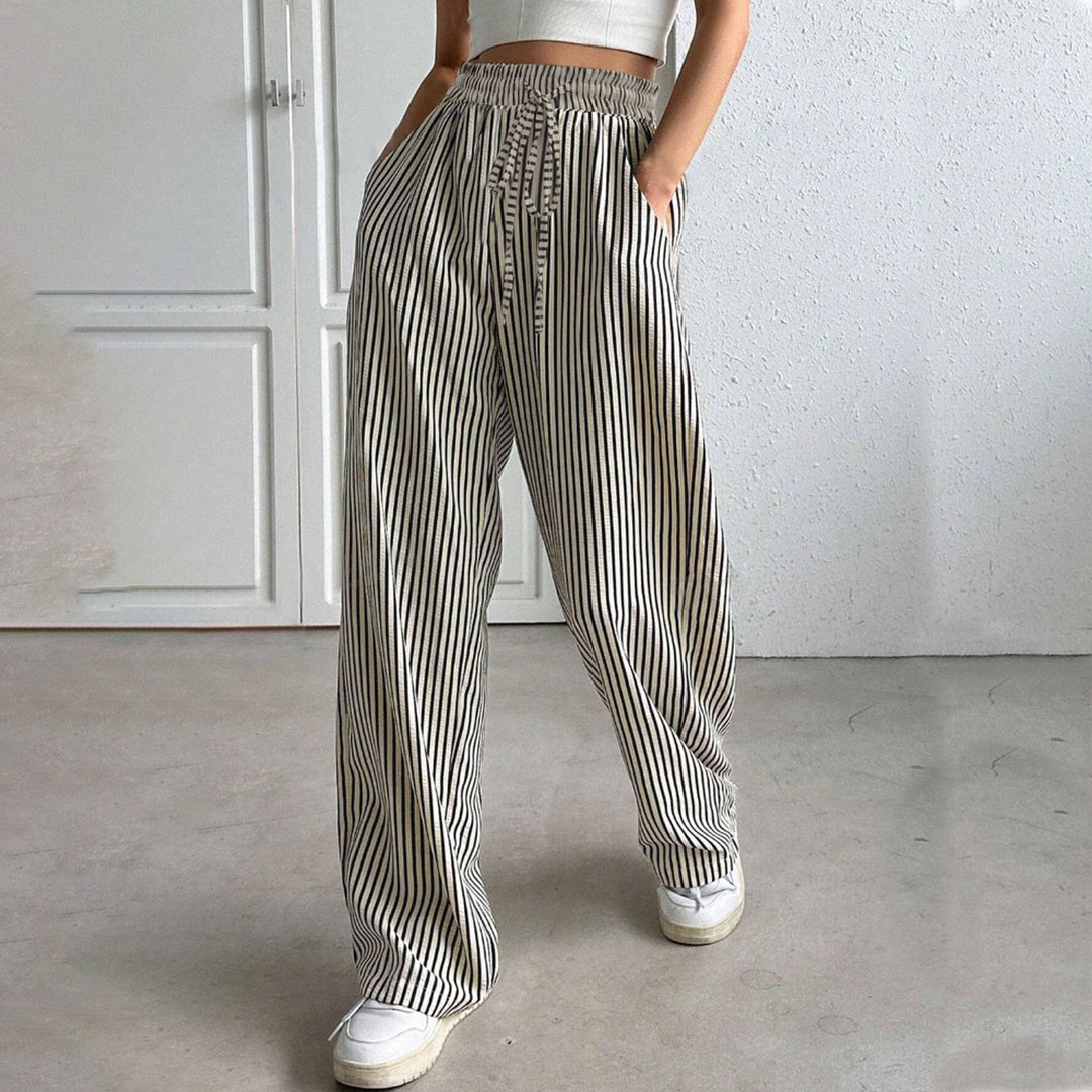 Damen Weite Streifen-Hose Heidi-Mode