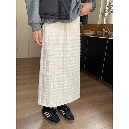 Damen lange Stepprock mit quadratischem Muster und weitem Schnitt Heidi-Mode