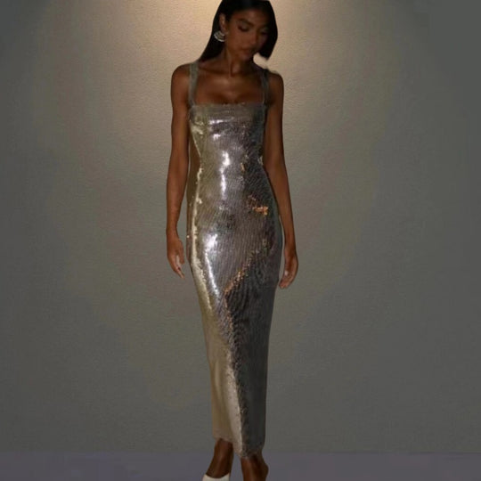 Damen Glamouröses Abendkleid mit schimmernder Paillettenverzierung Heidi-Mode