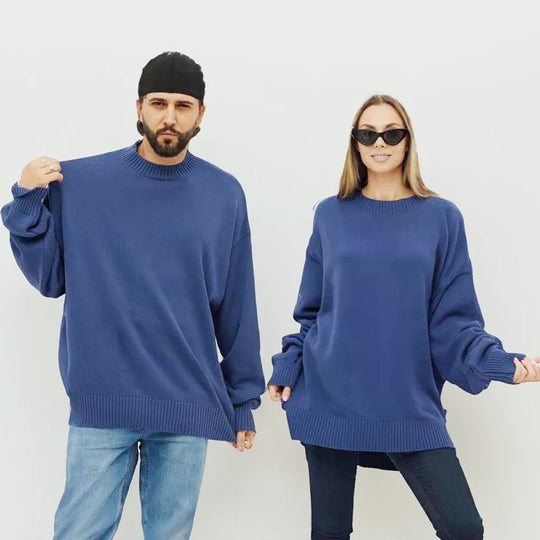 Damen gemütlicher Oversized Pullover mit strukturiertem Rippenmuster und breiten Bündchen Heidi-Mode