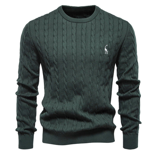 Herren Strickpullover mit Zopfmuster und Rundhalsausschnitt Heidi-Mode