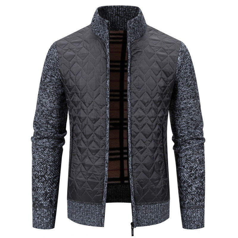 Herren Steppjacke mit hohem Kragen und eleganter Strickästhetik Heidi-Mode