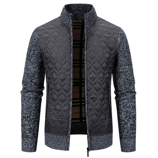 Herren Steppjacke mit hohem Kragen und eleganter Strickästhetik Heidi-Mode