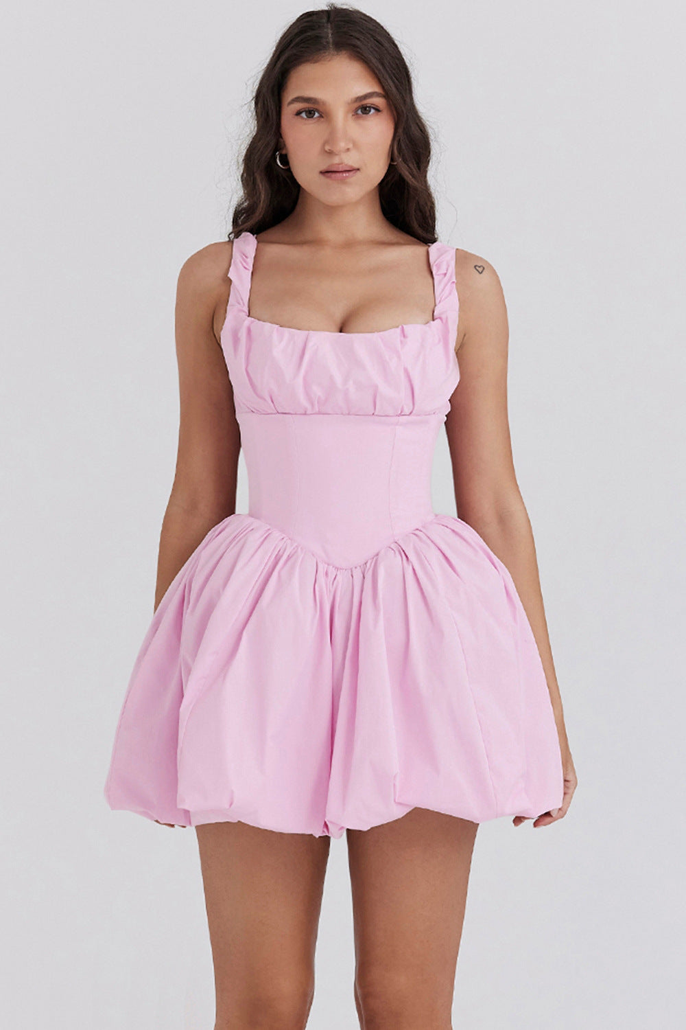 Damen Ballonkleid mit Spitzenakzenten Heidi-Mode