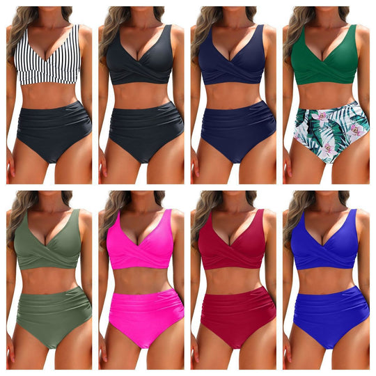 Damen Hochgeschnittene Bikini mit Wickeloberteil Heidi-Mode