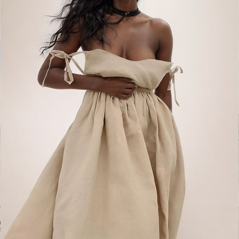 Damen Maxikleid mit schmalen Spaghettiträgern und fließendem Schnitt Heidi-Mode