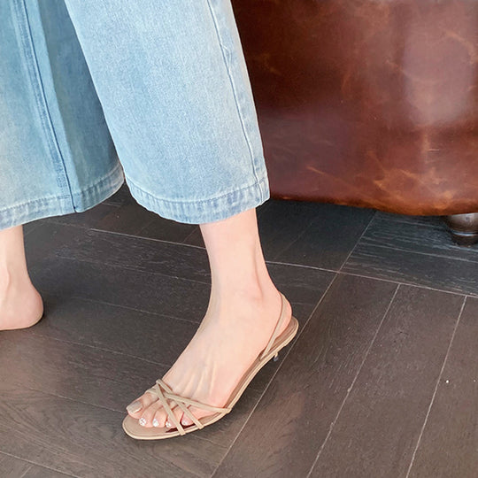 Damen Minimalistische Schnallen Flache Sandalen Heidi-Mode