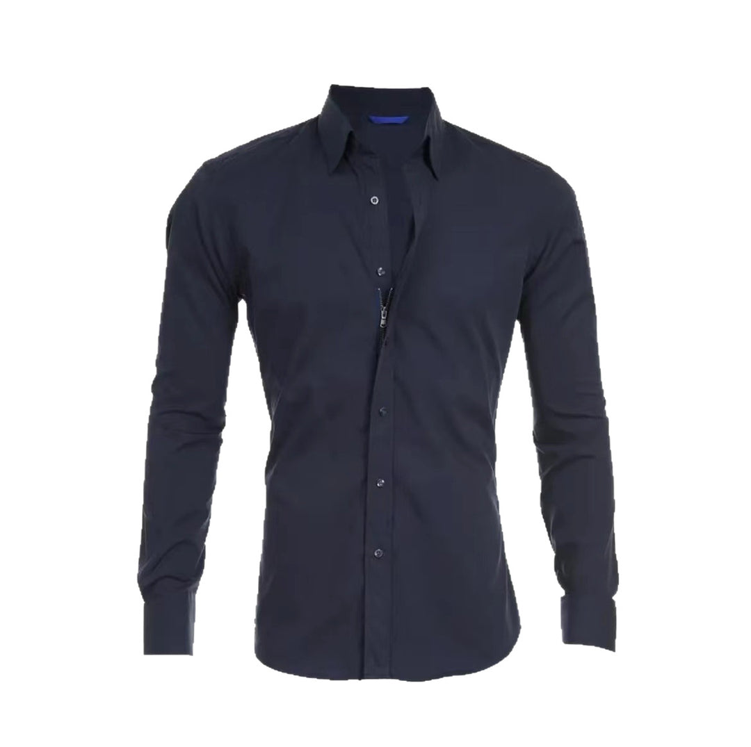 Herren modisches Langarmhemd mit Reißverschluss Heidi-Mode