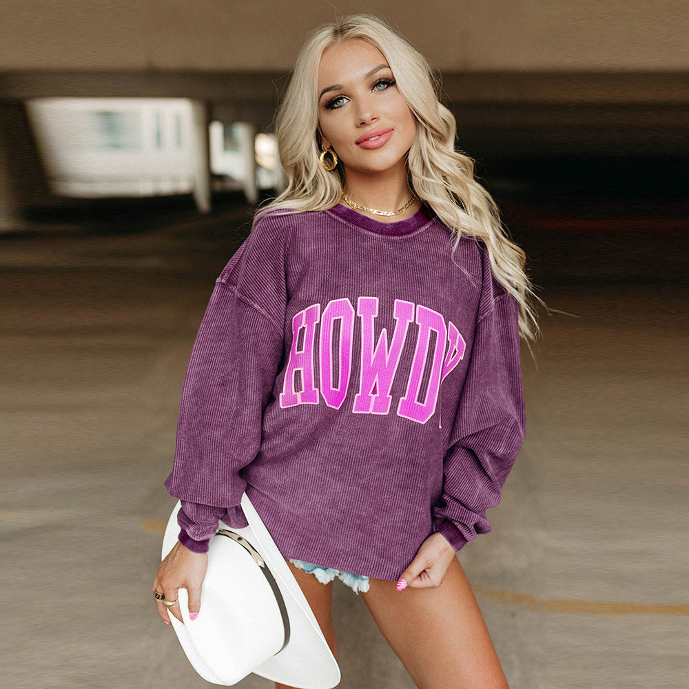 Damen Lässiges Pullover mit Schriftzug und lockerer Passform Heidi-Mode