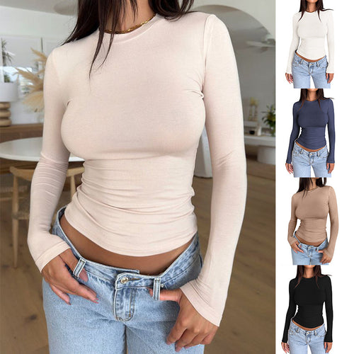 Damen Langarmshirt mit körperbetontem Schnitt Heidi-Mode