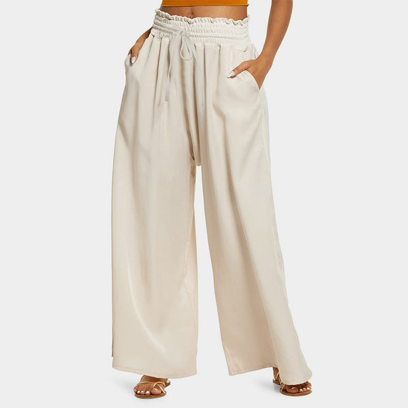 Damen Weite Palazzo-Hose mit elastischem Bund und praktischen Taschen Heidi-Mode