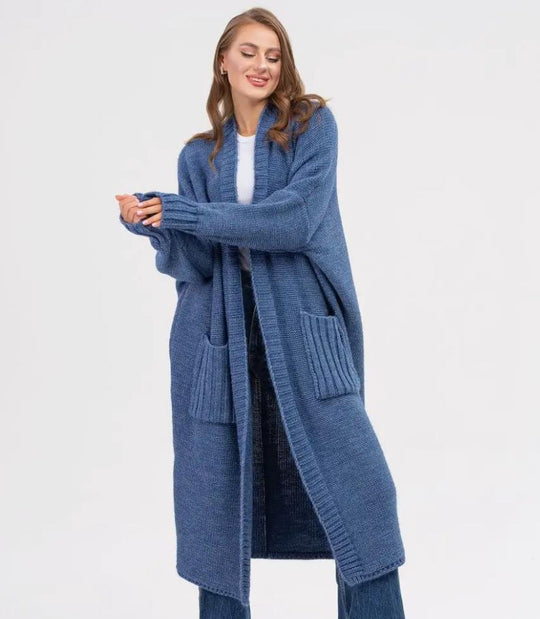 Damen Gemütlicher Strickmantel mit großen Taschen und oversized Schnitt Heidi-Mode