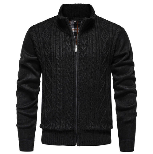 Herren Strickjacke mit hohem Kragen und Reißverschluss Heidi-Mode