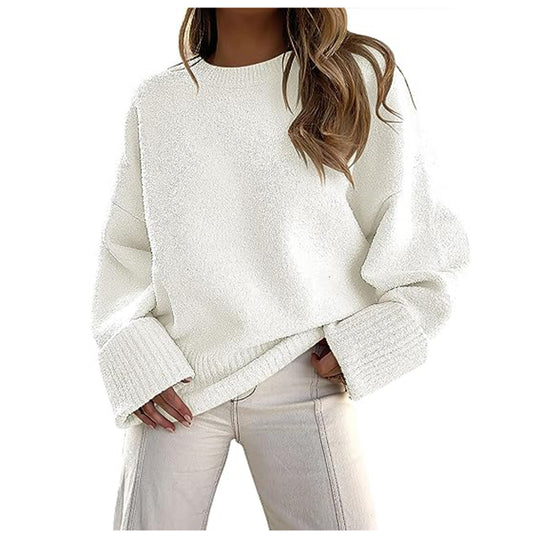 Damen Flauschiger Oversized Pullover mit breiten Bündchen Heidi-Mode