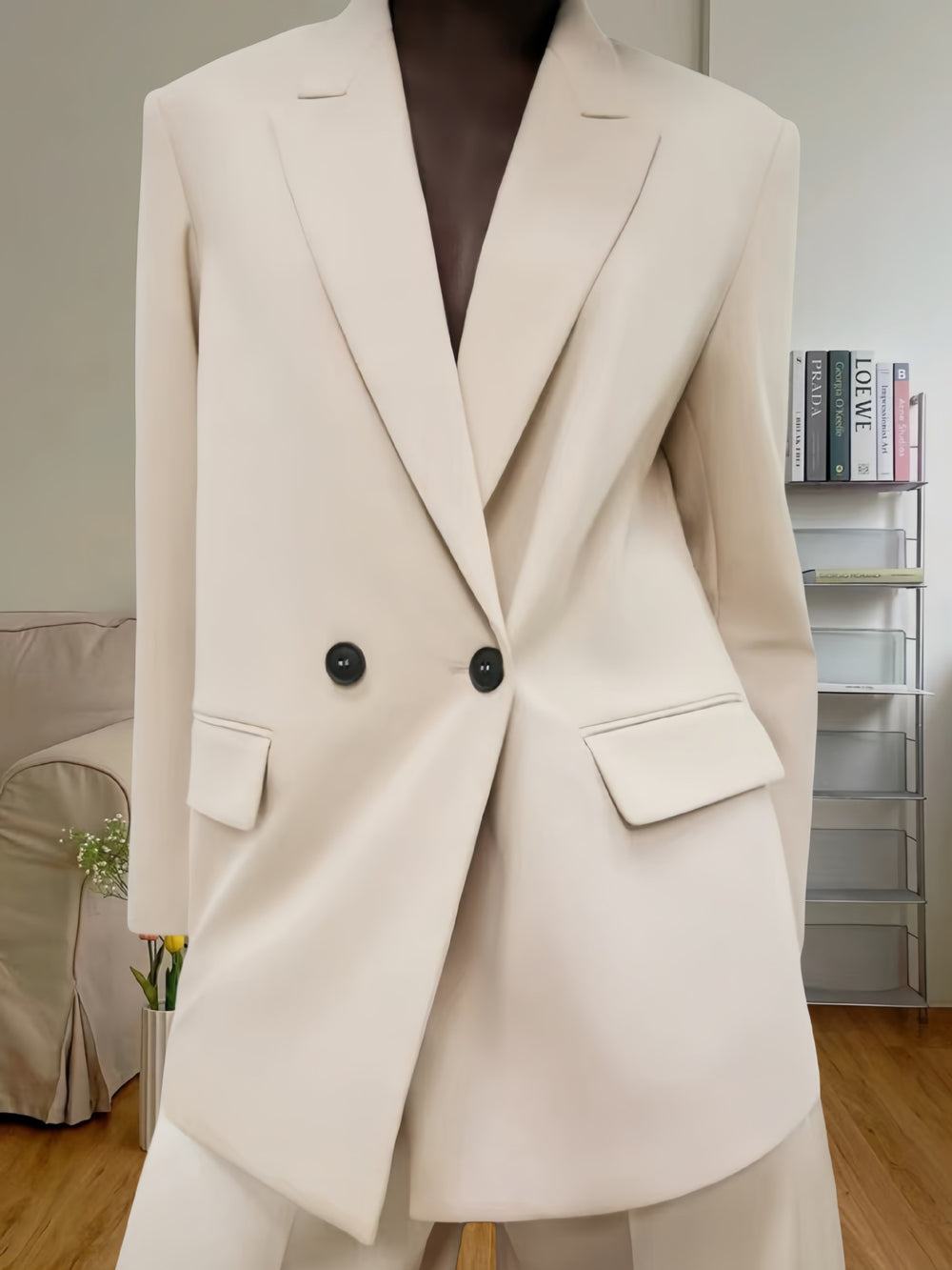 Damen Eleganter Blazer mit doppelt geknöpften Lappen Heidi-Mode