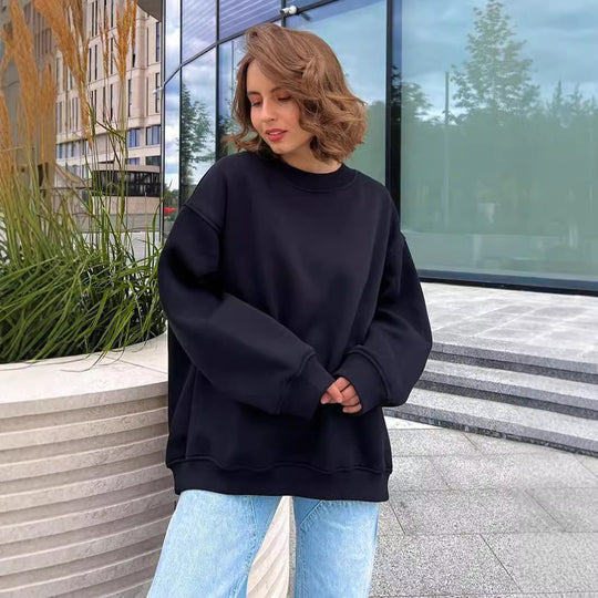 Damen Oversized Sweatshirt im lässigen Stil mit übergroßen Ärmeln und elastischen Bündchen Heidi-Mode