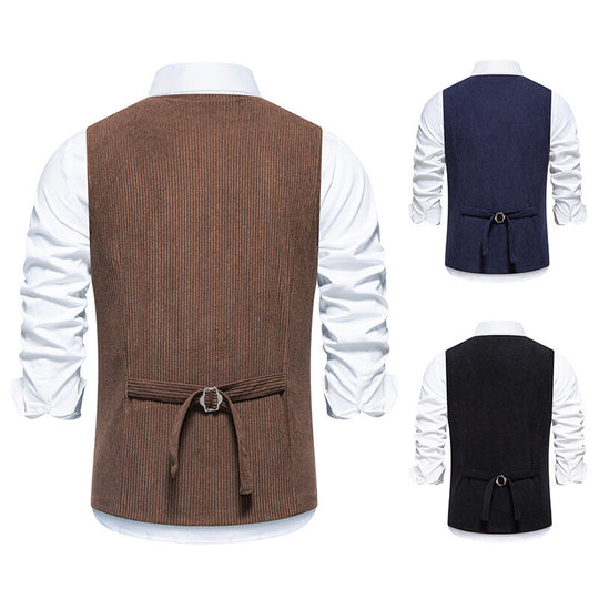Herren elegante Cordweste mit praktischen Taschen und fein strukturiertem Design Heidi-Mode