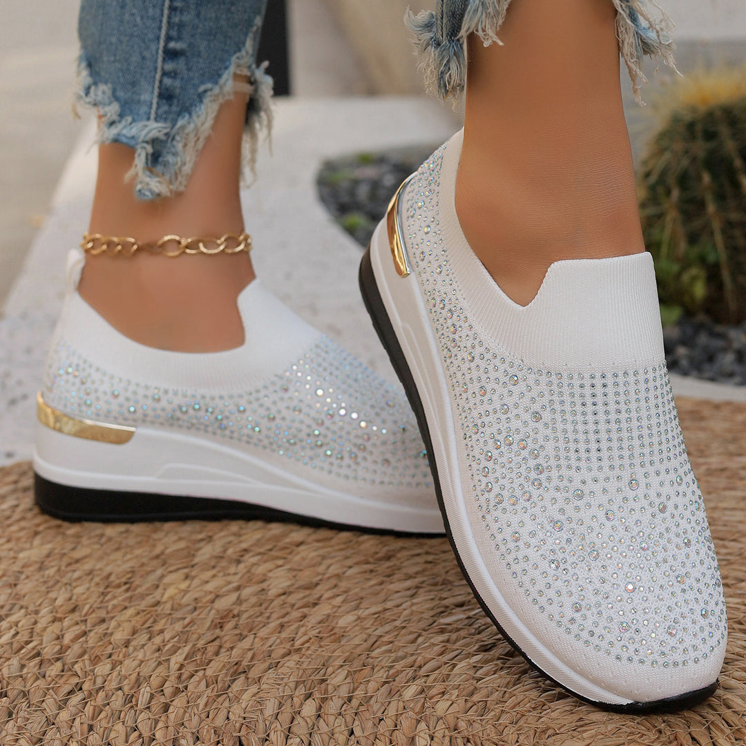Damen Glitzernde Slip-On Sneakers mit bequemer und dämpfender Sohle Heidi-Mode
