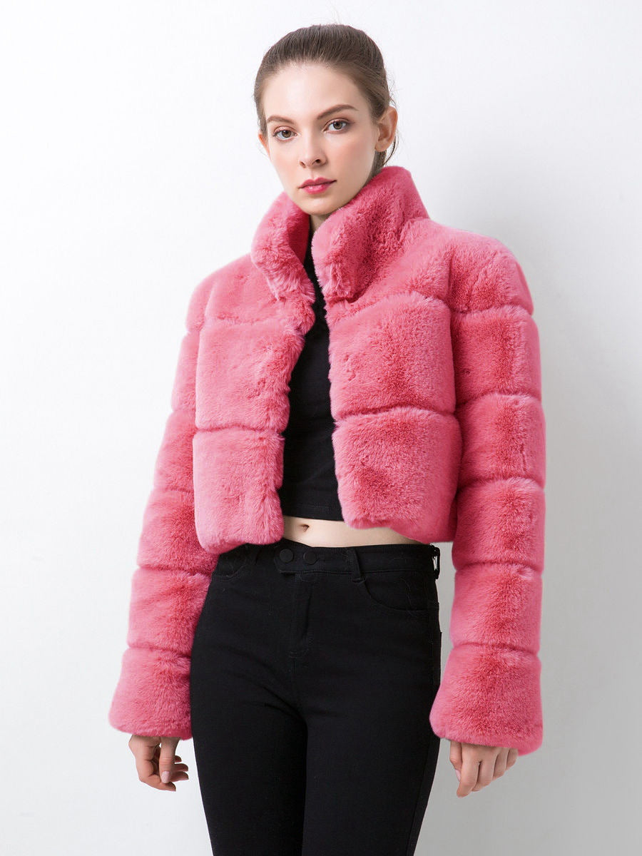 Damen modische kurze Kunstpelzjacke Heidi-Mode