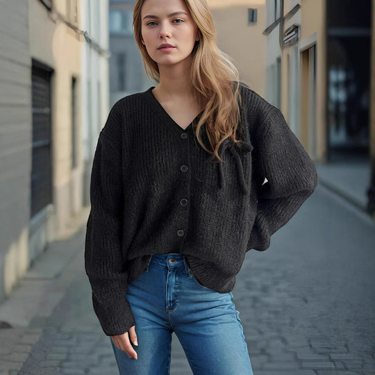 Damen Cardigan mit feinem Strukturmuster und dekorativen Knopfdetails Heidi-Mode