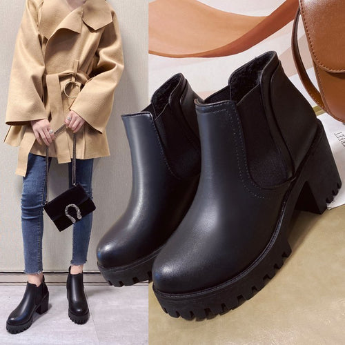 Damen Chunky Chelsea Boots mit robustem Profil und elastischen Einsätzen Heidi-Mode