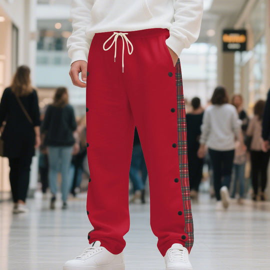 Herren Jogginghose mit seitlichen Knöpfen und pattern akzenten Heidi-Mode