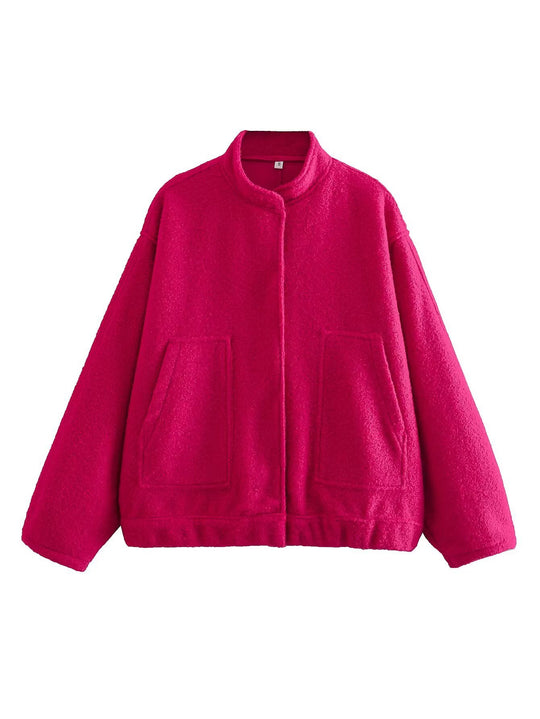 Damen Übergangsjacke mit modernem Stoffmix und praktischen Taschen Heidi-Mode