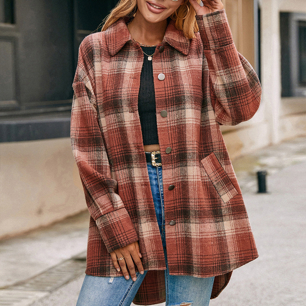Damen Wollmantel im tartan Design Heidi-Mode