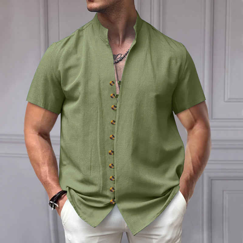 Herren elegant geschnittenes Kurzarmhemd mit Stehkragen Heidi-Mode