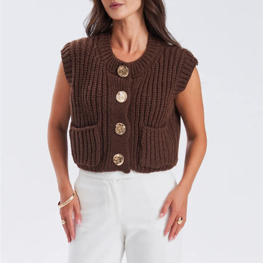 Damen Strickjacke mit goldenen Knöpfen und lässigem Schnitt Heidi-Mode