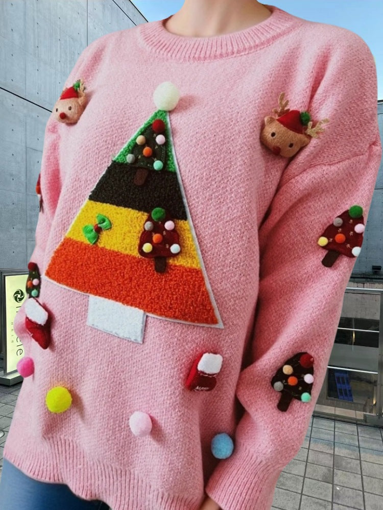 Damen Weihnachts-Pullover mit 3D-Elementen und festlichen Applikationen Heidi-Mode