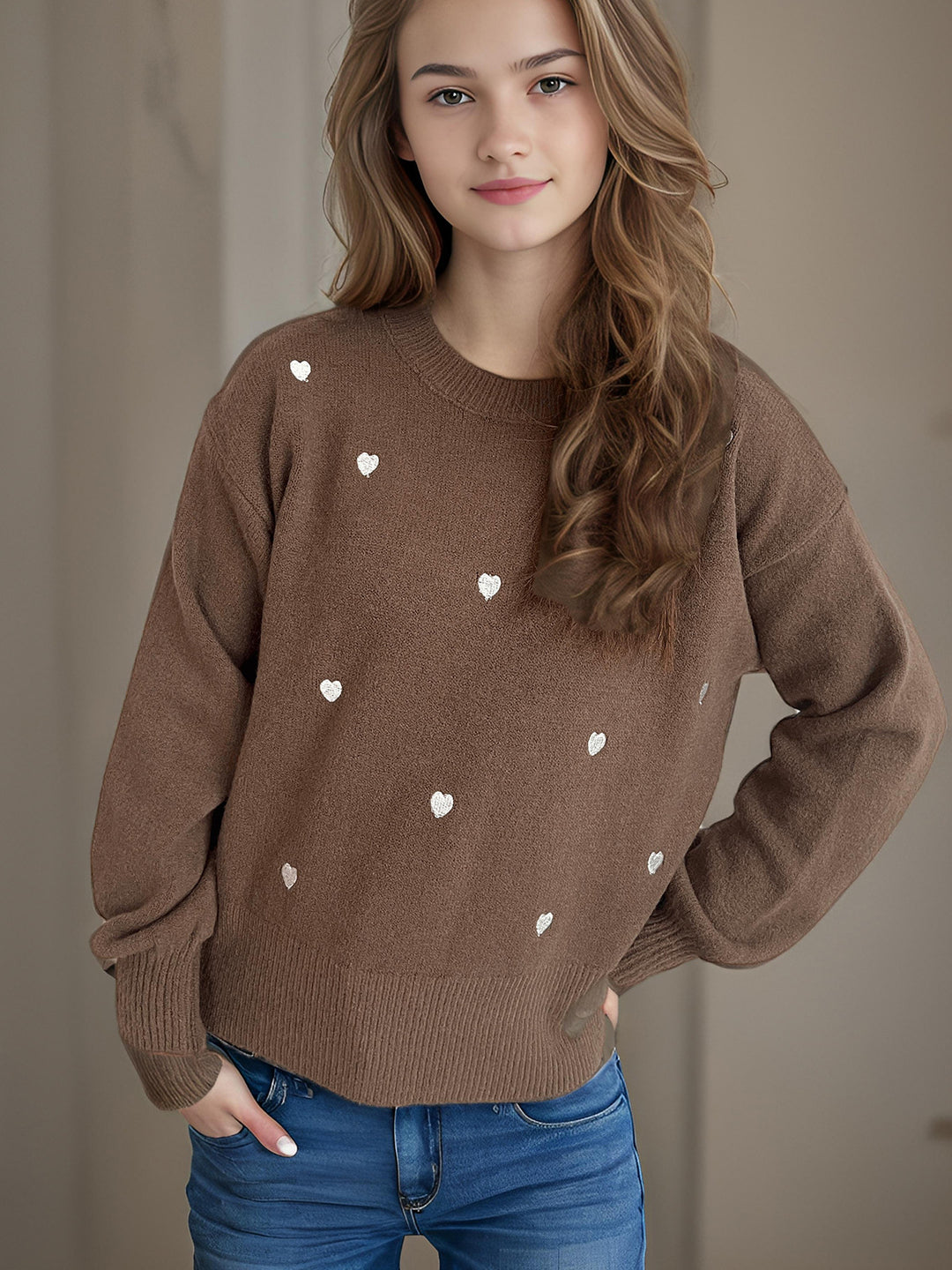 Damen Pullover mit verspieltem Herzdesign Heidi-Mode