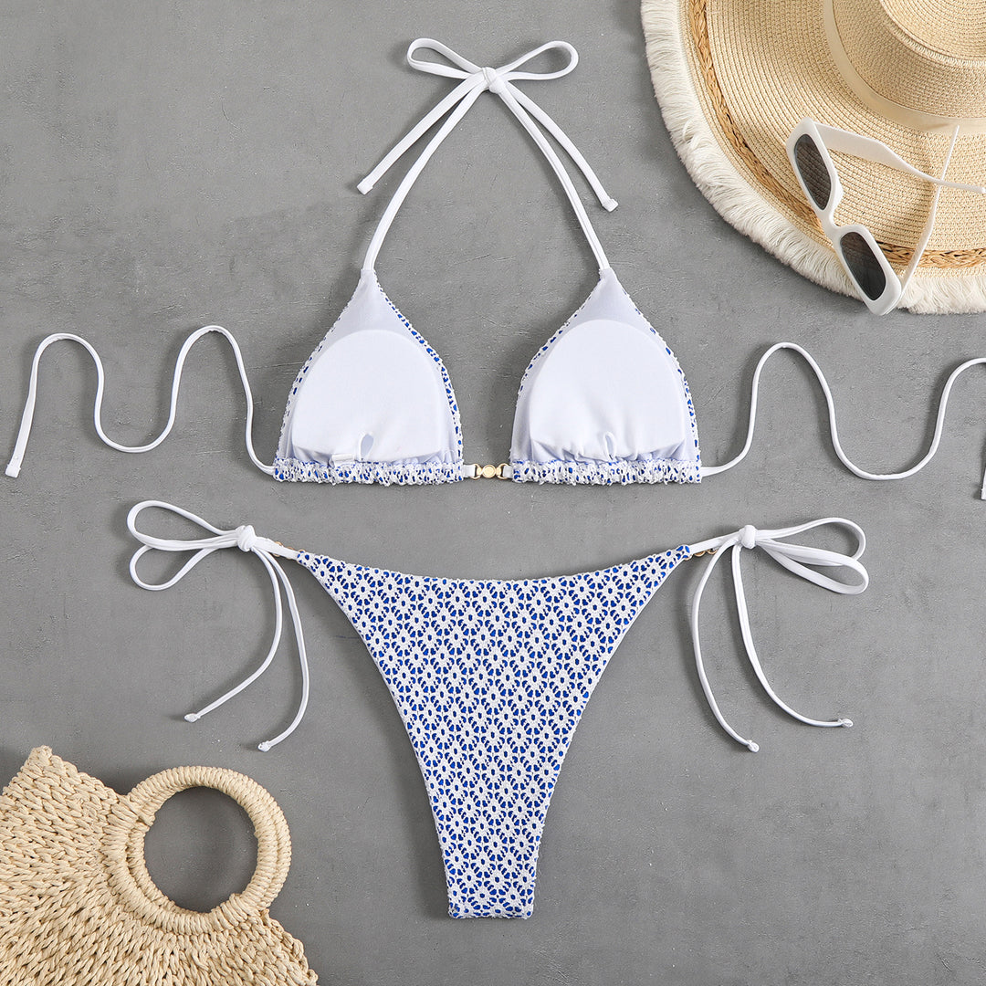 Damen Triangel-Bikini-Set mit verstellbaren Trägern und elastischem Höschen Heidi-Mode