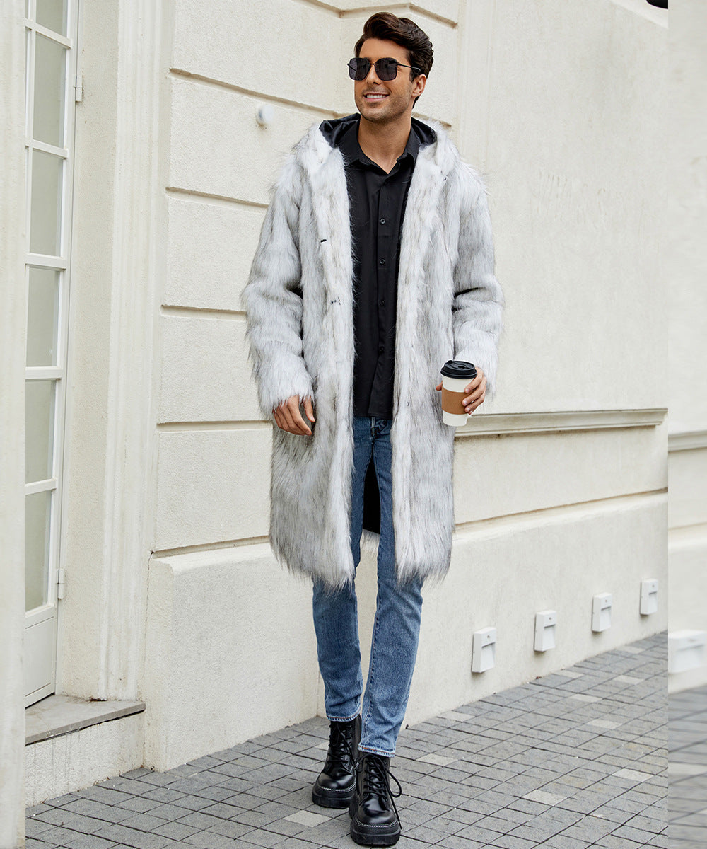 Herren Elegant gefütterter Mantel mit Kapuze Heidi-Mode