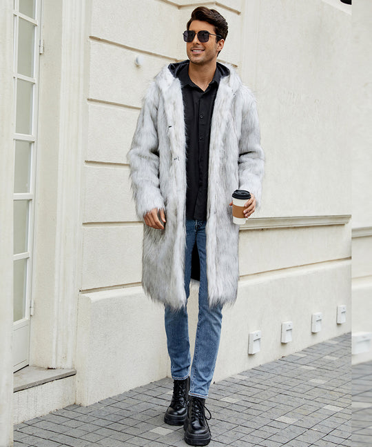 Herren Elegant gefütterter Mantel mit Kapuze Heidi-Mode