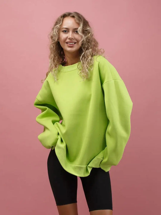 Damen Oversized Sweatshirt mit lässigem Schnitt und hohen Bündchen Heidi-Mode