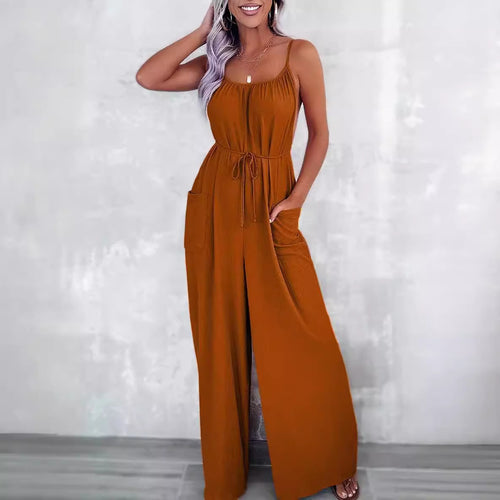 Damen Jumpsuit mit Schlaufen-Details und Taschen Heidi-Mode
