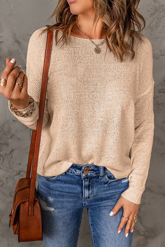 Damen lässiger Strickpullover mit weitem Schnitt und eleganten Details Heidi-Mode