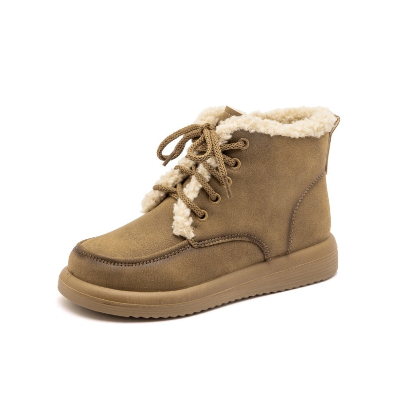 Femme Bequeme Kunstpelzgefütterte Schnür-Ankle Boots Heidi-Mode