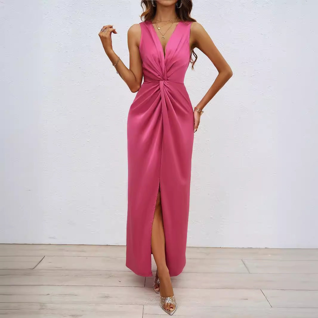 Damen Langkleid mit elegantem Wickeldesign und figurbetontem Schnitt Heidi-Mode