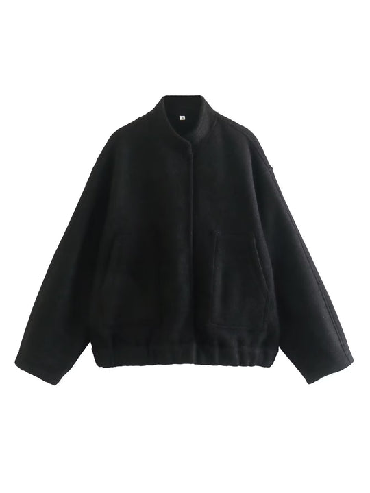 Damen Übergangsjacke mit modernem Stoffmix und praktischen Taschen Heidi-Mode