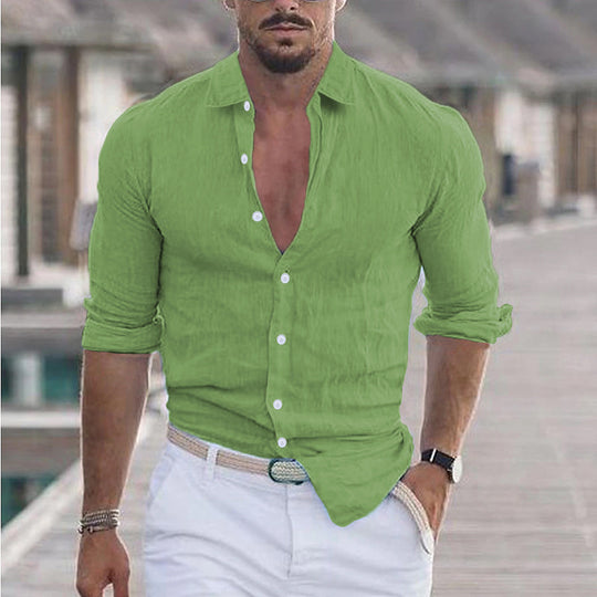 Herren Premium Leinenhemd mit modernem Slim-Fit Schnitt und hautfreundlicher Textur Heidi-Mode