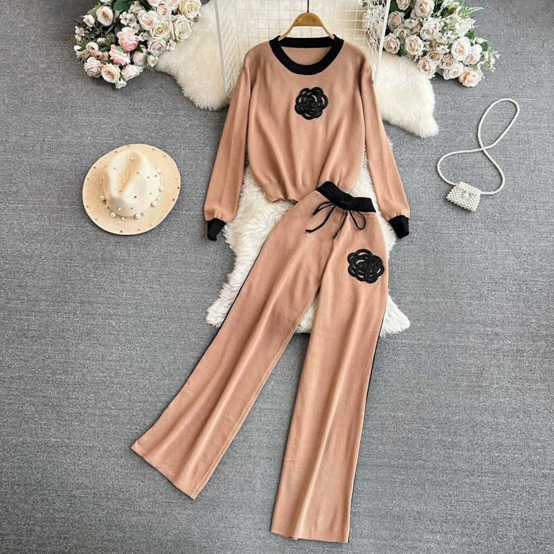 Damen elegantes und komfortables Freizeit-Set mit floralem Design Heidi-Mode