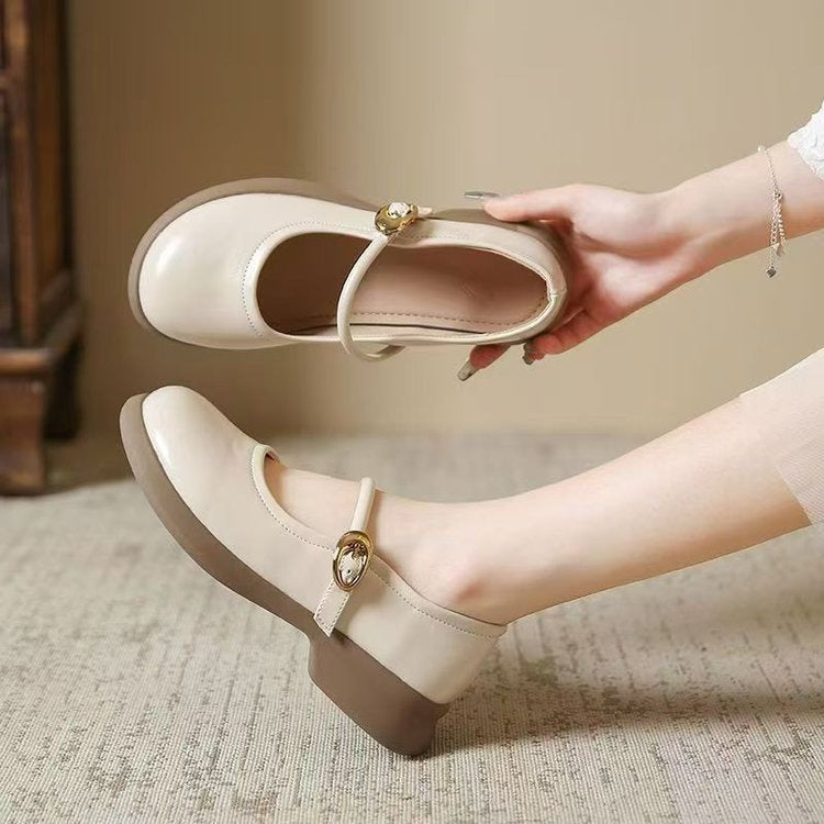 Damen Mary Jane Ballerinas mit elegantem Riemen und bequemem Fußbett Heidi-Mode
