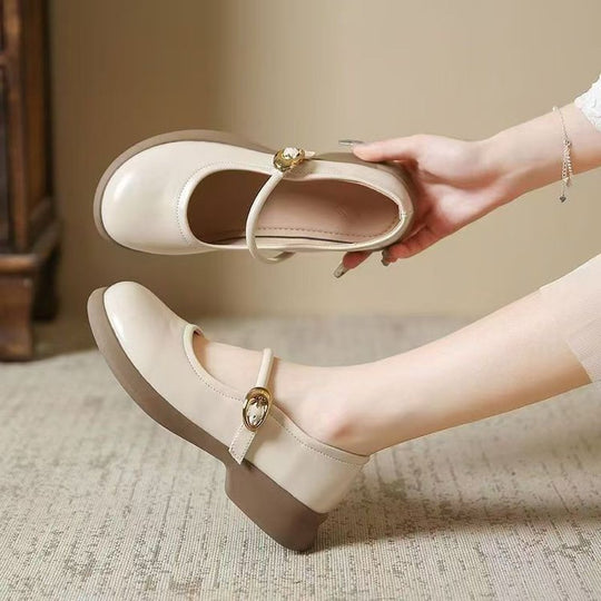 Damen Mary Jane Ballerinas mit elegantem Riemen und bequemem Fußbett Heidi-Mode