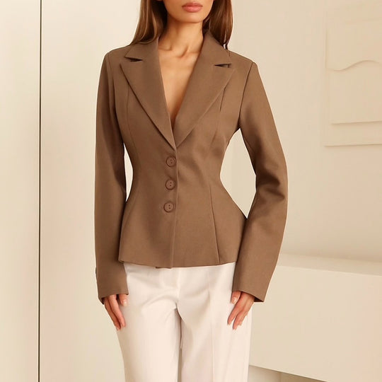 Damen taillierter Blazer mit elegantem Revers Heidi-Mode